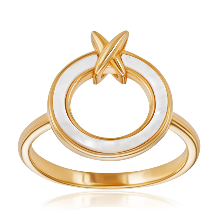Срібна каблучка з перламутром. Артикул HJR-1804-7-GOLD-R/20/1101