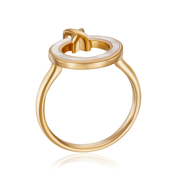 Срібна каблучка з перламутром. Артикул HJR-1804-7-GOLD-R/20/1101