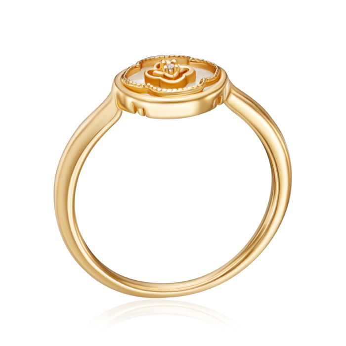 Серебряное кольцо с перламутром и фианитом. Артикул HJR-2150-GOLD-R/20/1090