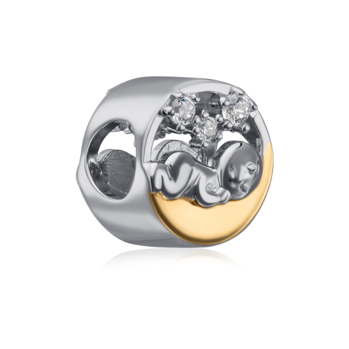 Срібна намистина-шарм з фіанітами. Артикул HSZ-1438-S-P/16/1