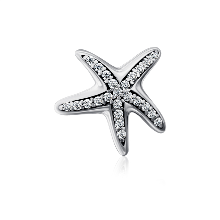 Срібна намистина-шарм з фіанітами. Артикул HSZ-199-W-d-P/12/1