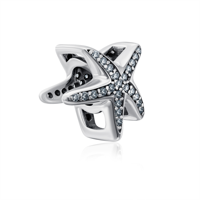 Срібна намистина-шарм з фіанітами. Артикул HSZ-199-W-d-P/12/1