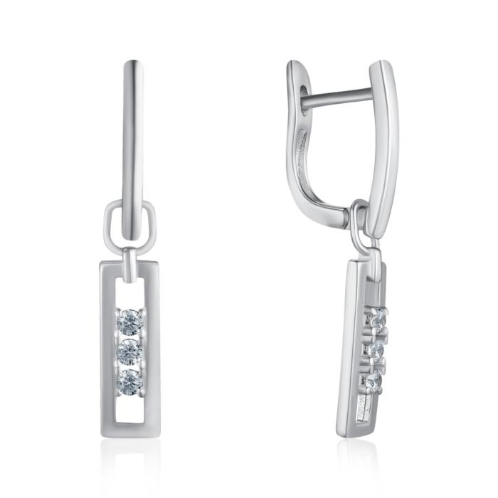 Серебряные серьги с фианитами. Артикул B02022-E/12/1