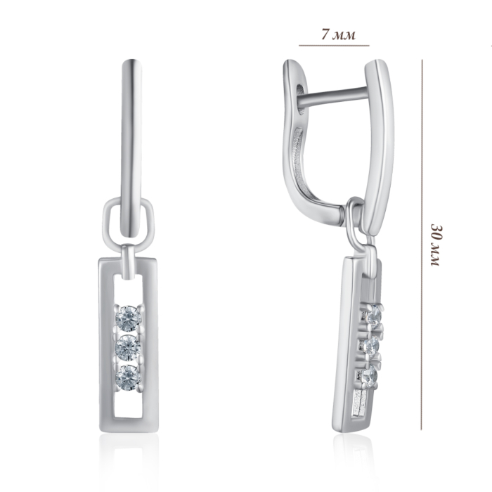 Серебряные серьги с фианитами. Артикул B02022-E/12/1