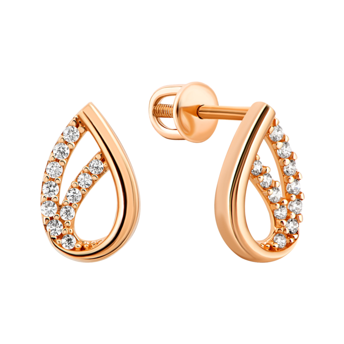 Золоті пусети з фіанітами. Артикул UG5IMS110