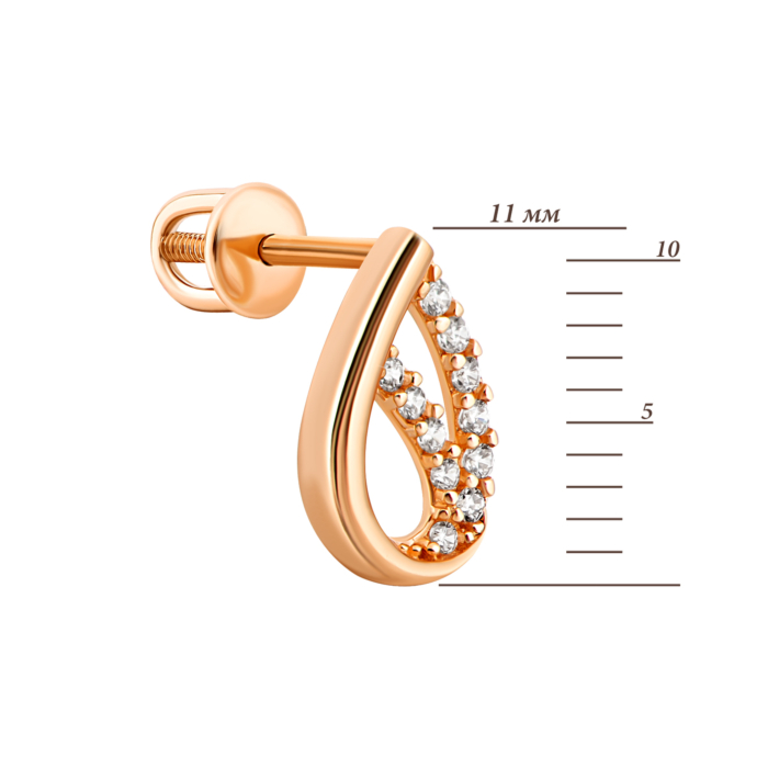 Золоті пусети з фіанітами. Артикул UG5IMS110