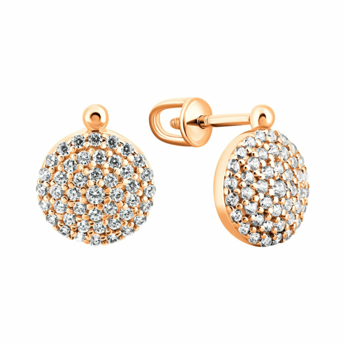 Золотые пуссеты с фианитами. Артикул UG5IMS143сер