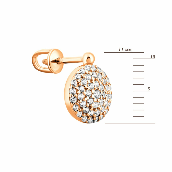 Золотые пуссеты с фианитами. Артикул UG5IMS143сер