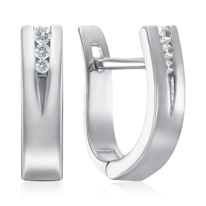 Срібні сережки з фіанітами. Артикул ISA0136-E/12/1