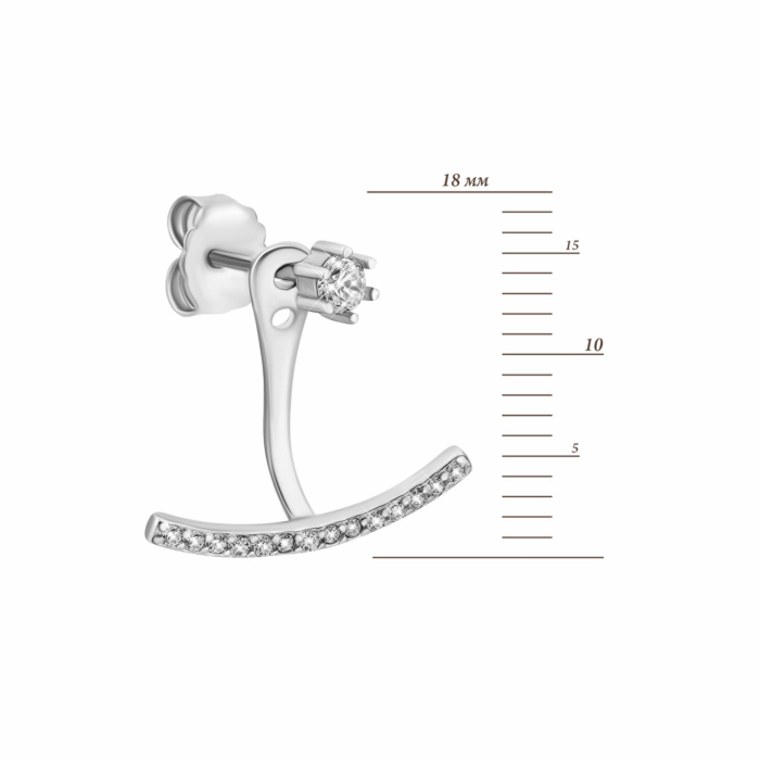Срібні пусети з фіанітами. Артикул UG5JB00239