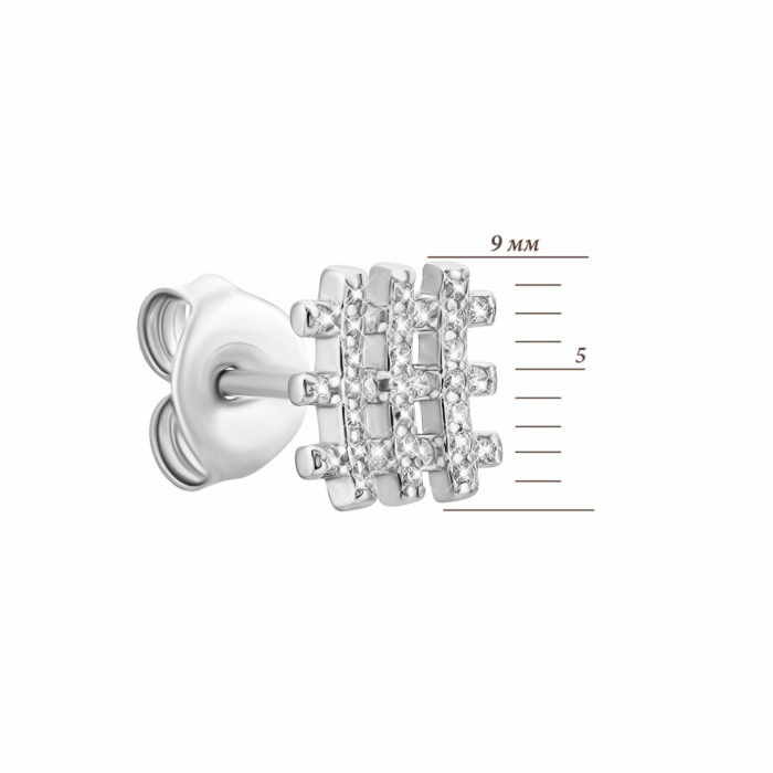 Срібні пусети з фіанітами. Артикул UG5JB00304