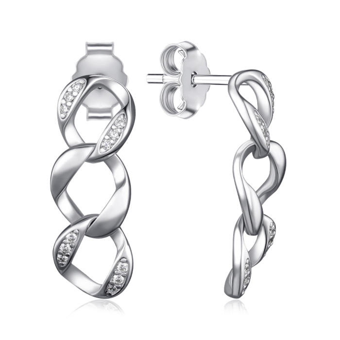Срібні сережки з фіанітами. Артикул JB02299-E/12/1