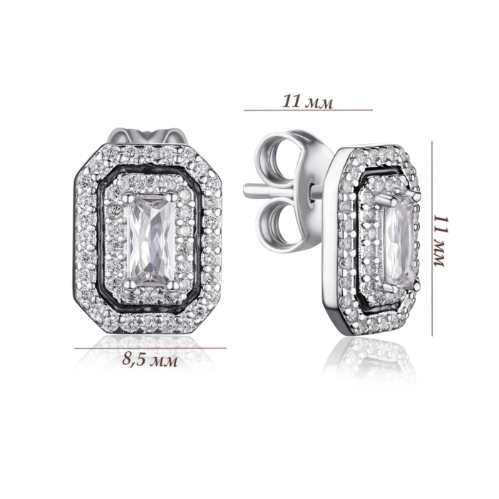 Серебряные серьги с эмалью и фианитами. Артикул JB02359-E/12/627