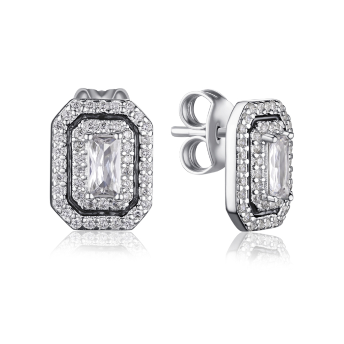 Серебряные серьги с эмалью и фианитами. Артикул JB02359-E/12/627