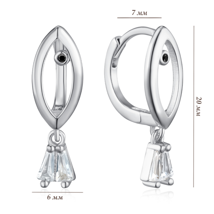 Срібні сережки з фіанітами. Артикул JB02796-E/12/7