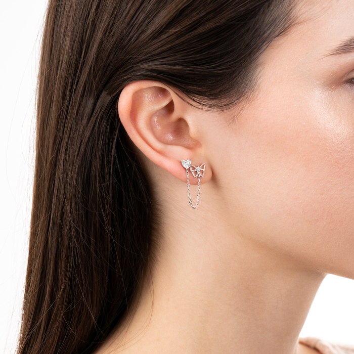 Серебряная серьга с фианитами. Артикул JB03193-E/12/1