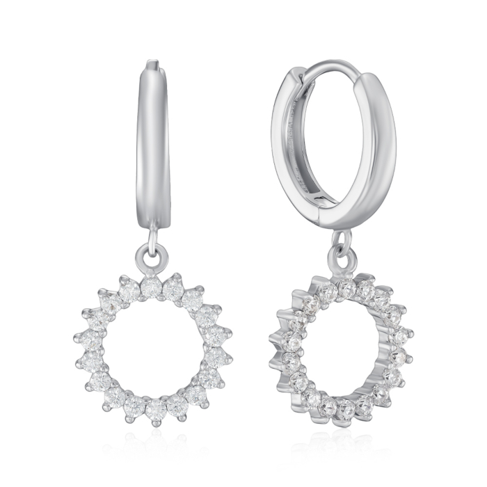 Срібні сережки з фіанітами. Артикул PB05233-E/12/1