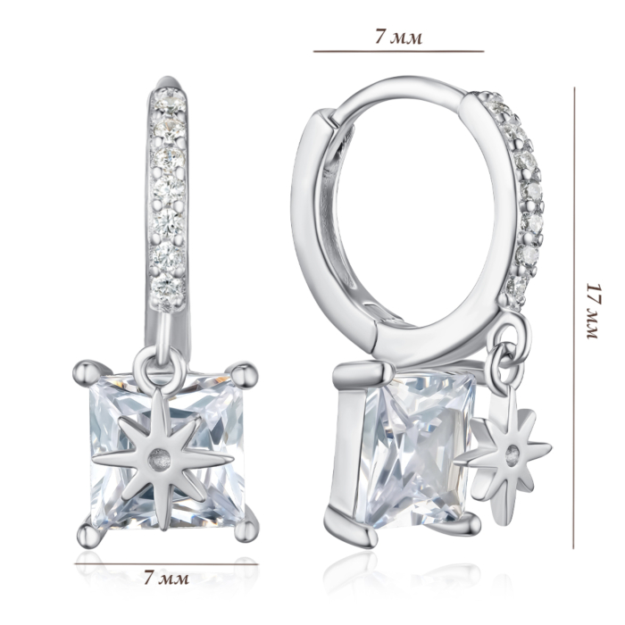 Срібні сережки з фіанітами. Артикул JB03992-E/12/1