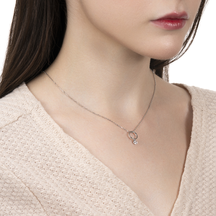 Серебряное колье с фианитом. Артикул JC01798-K/12/1