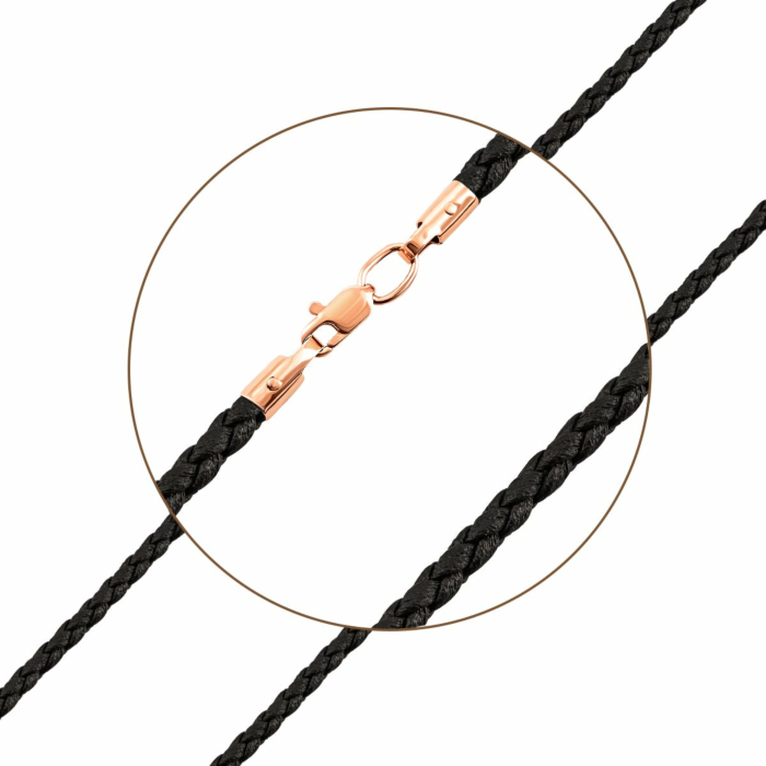 Ювелірний шнурок з каучуку із золотим замком.Артикул UG5Ш 006