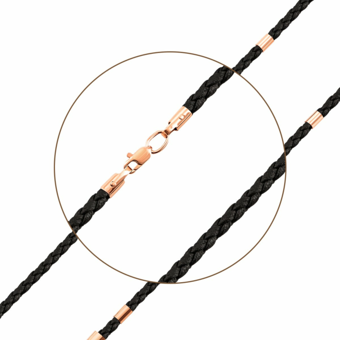 Ювелірний шнурок з каучуку із золотими вставками.Артикул UG5Ш 006/1