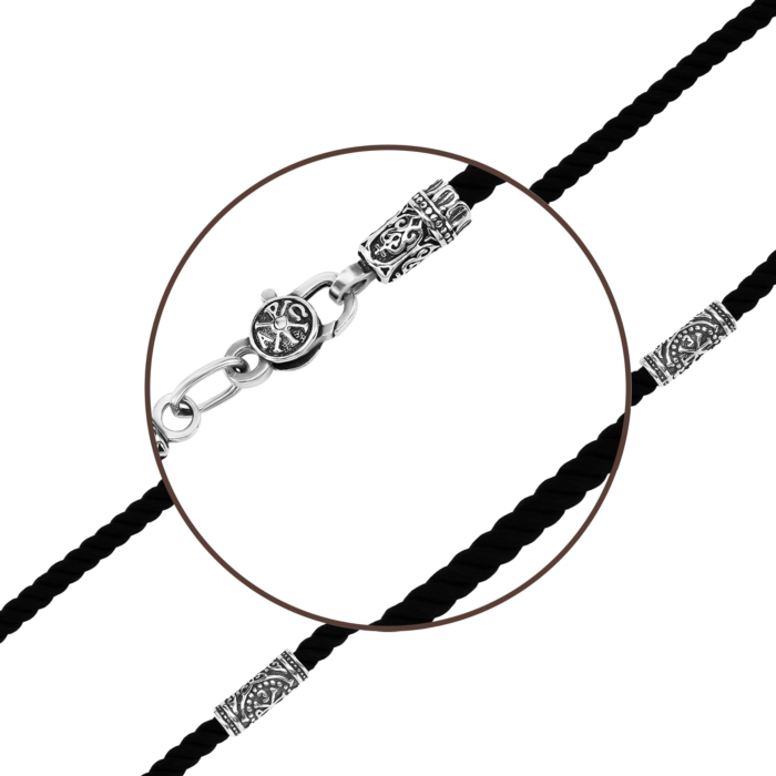 Ювелірний шнурок зі срібним замком. Артикул UG5471.30.2 ч