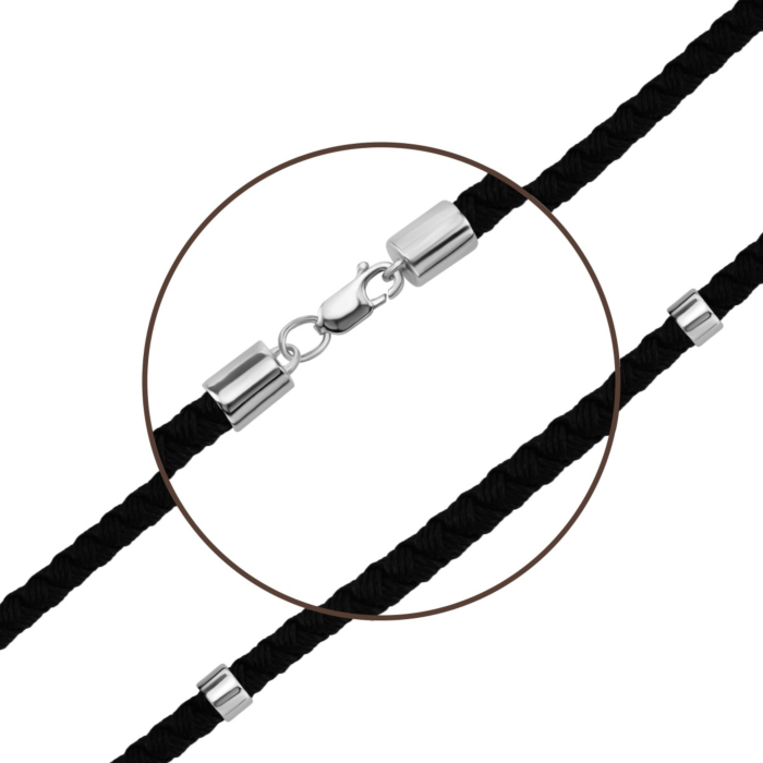 Ювелірний шнурок зі срібним замком. Артикул UG51321/250Rh