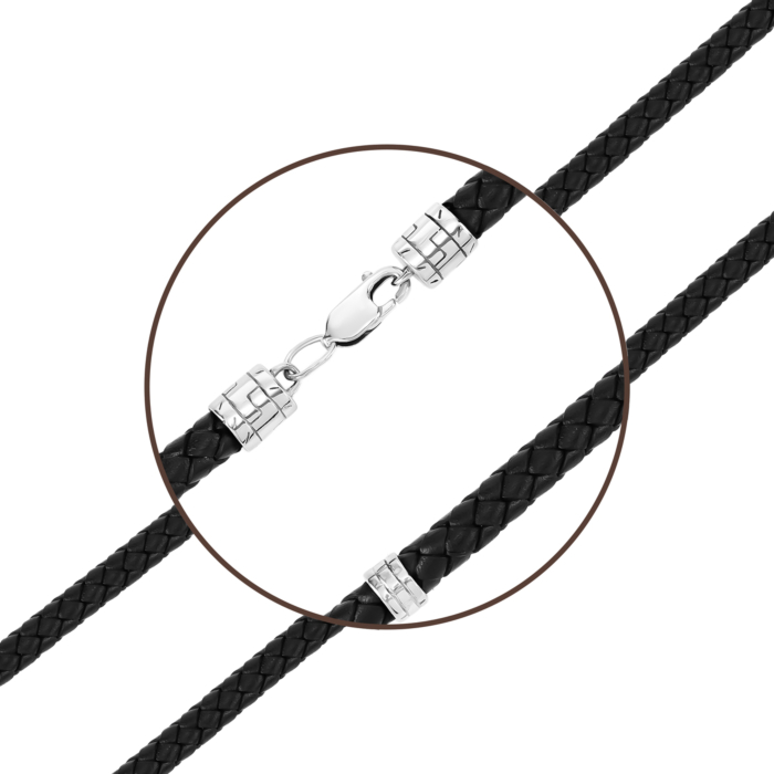 Ювелірний шнурок зі срібним замком. Артикул UG51320/255Rh