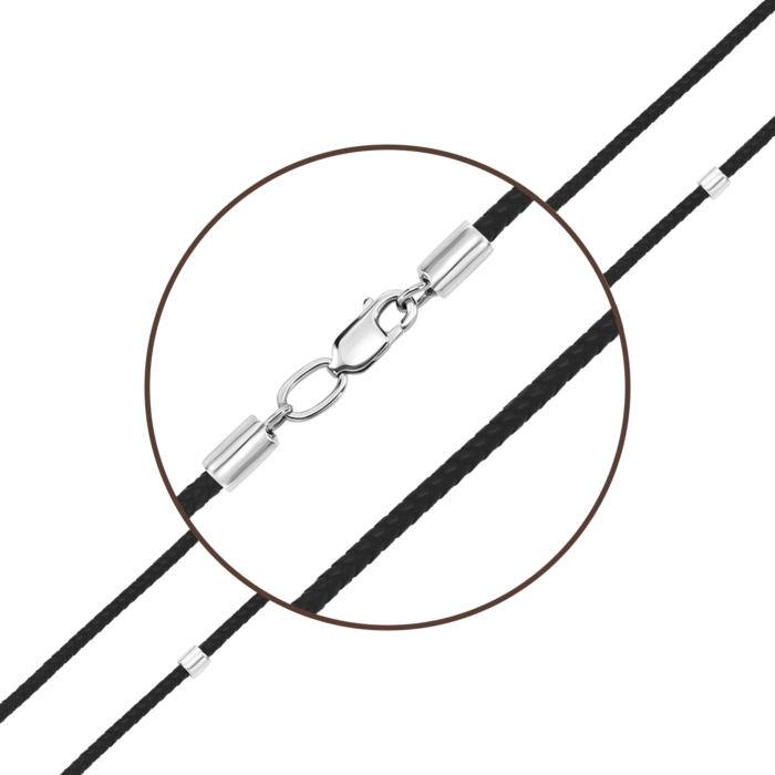 Ювелірний шнурок зі срібним замком. Артикул UG51326/240Rh