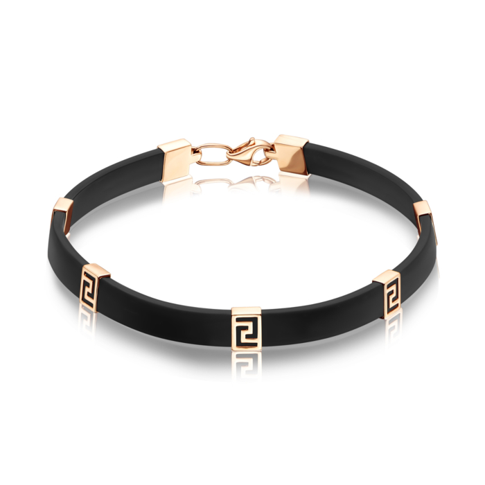 Каучуковый браслет с золотыми вставками. Артикул 07217/01/0