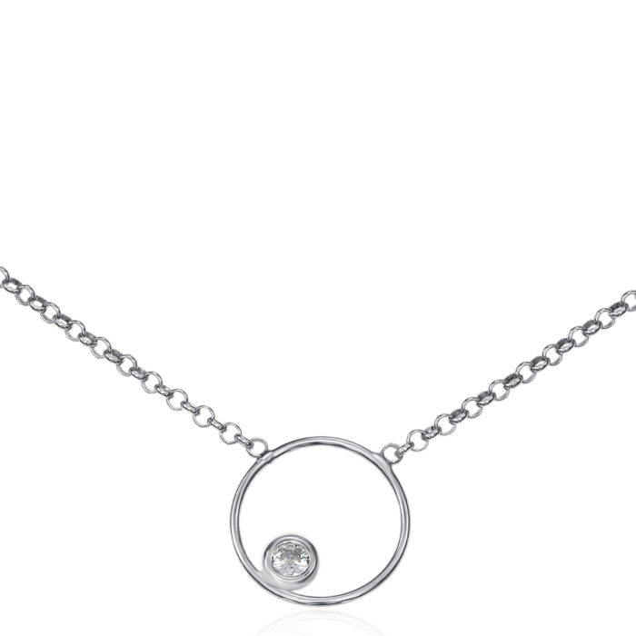Серебряное колье с фианитом. Артикул KCV245_CL-K/12/1