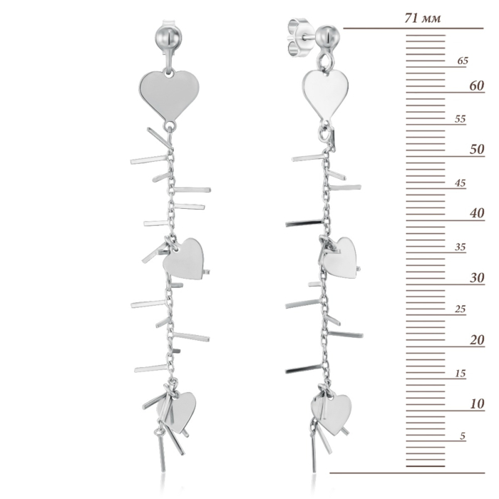 Срібні сережки-підвіски з сердечками KCV53_OR-E/12