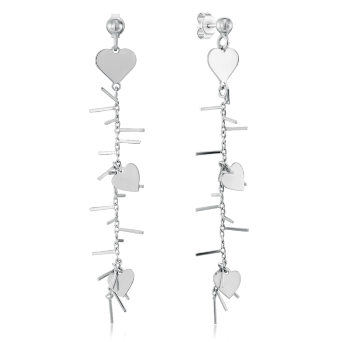 Срібні сережки-підвіски з сердечками KCV53_OR-E/12
