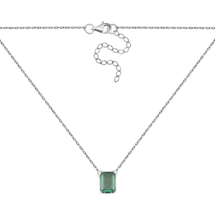 Серебряное колье с зеленым кварцем. Артикул UG58181р-QGR