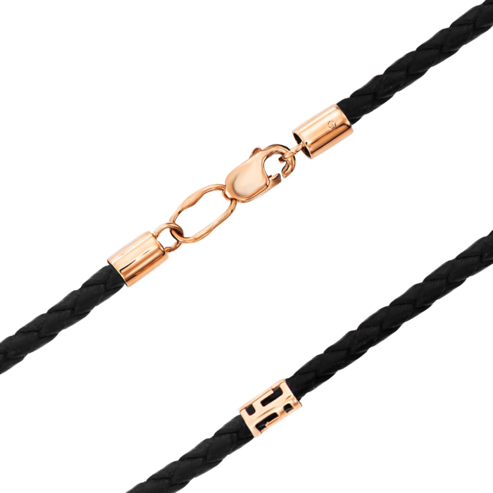 Шкіряний шнурок із золотою застібкою. Артикул 06153-230-55-1/01/0