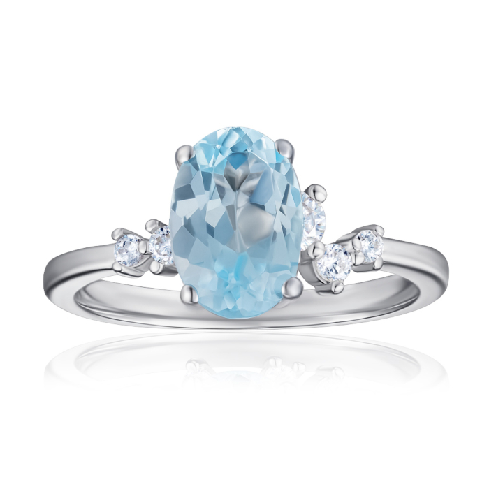 Срібна каблучка з топазом та фіанітами. Артикул KRS_609-TOP-1-R/12/6198