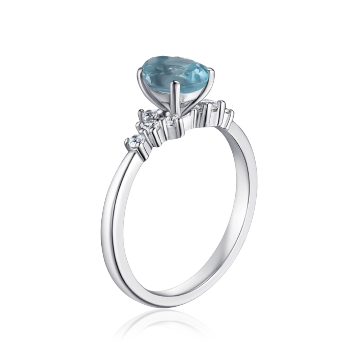 Срібна каблучка з топазом та фіанітами. Артикул KRS_609-TOP-1-R/12/6198