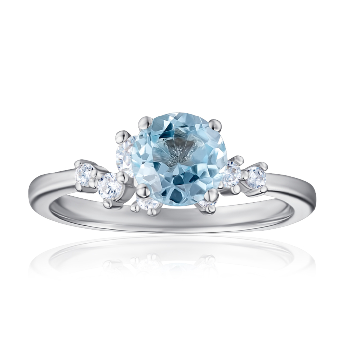 Серебряное кольцо с топазом и фианитами. Артикул KRS_609-TOP-R/12/5805