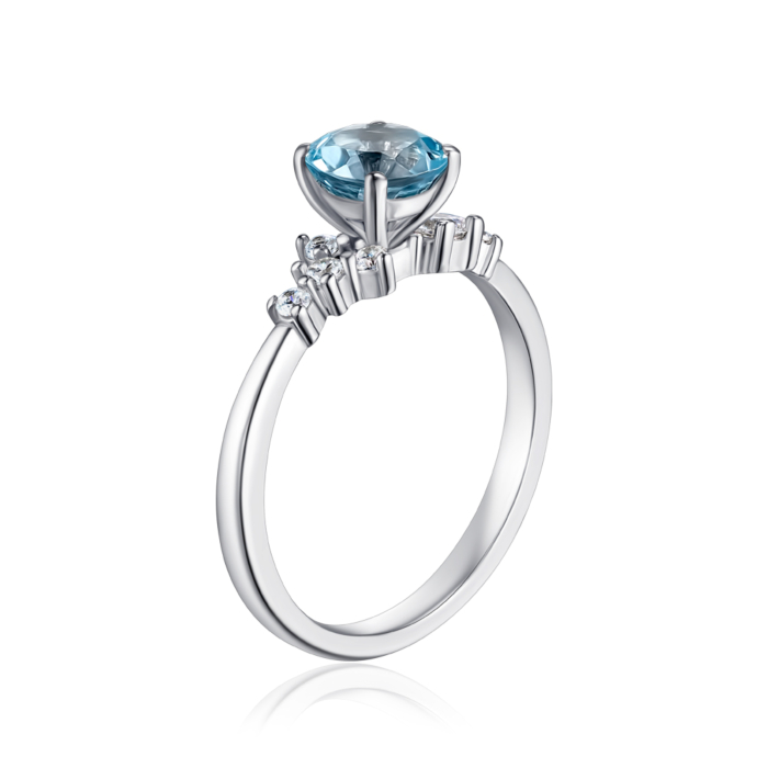 Серебряное кольцо с топазом и фианитами. Артикул KRS_609-TOP-R/12/5805