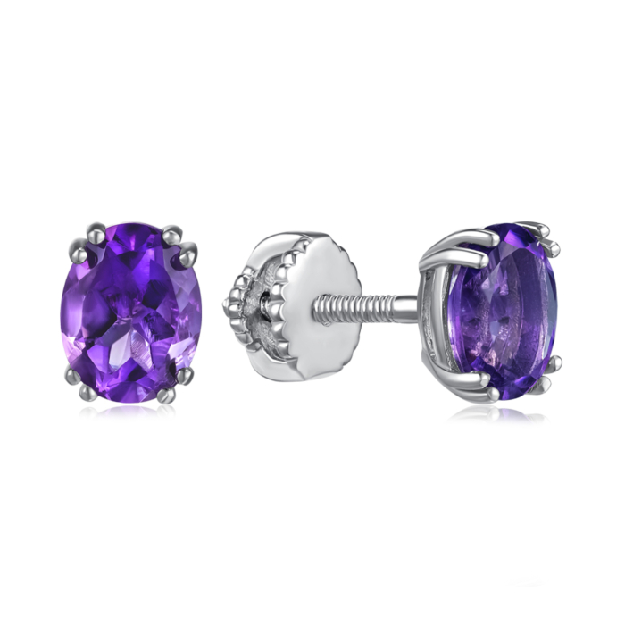 Серебряные серьги с аметистом. Артикул KRS 627-AM-E/12/5037