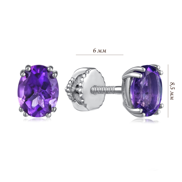Серебряные серьги с аметистом. Артикул KRS 627-AM-E/12/5037
