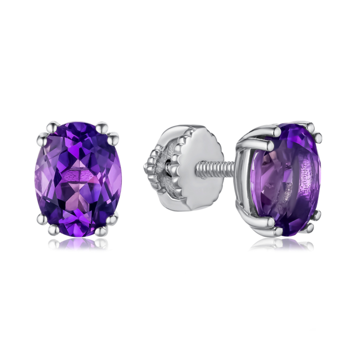 Срібні сережки з аметистом. Артикул KRS 627-AM-E/12/5037