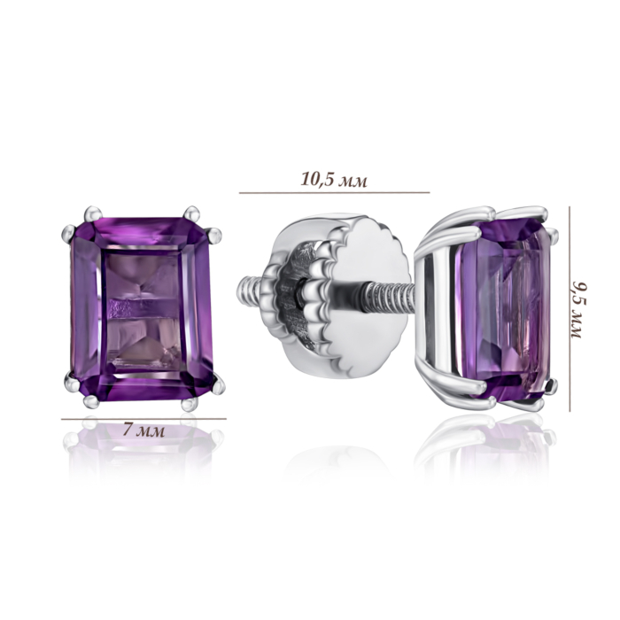 Срібні сережки з аметистом. Артикул KRS 629-AM-E/12/7481
