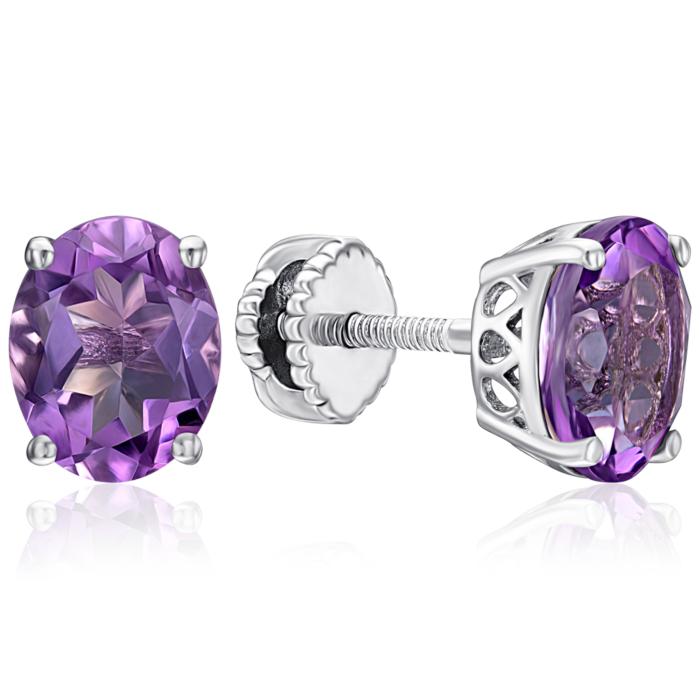 Серебряные серьги с аметистом. Артикул KRS_674-AM-E/12/6217
