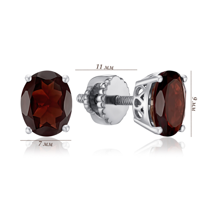 Срібні пусети з гранатом. Артикул KRS 674-GR-E/12/5013