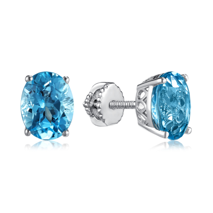 Срібні сережки з топазом. Артикул KRS_674-TOP-E/12/16056