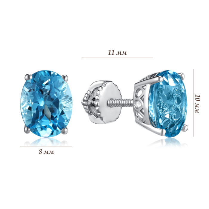 Срібні сережки з топазом. Артикул KRS_674-TOP-E/12/16056