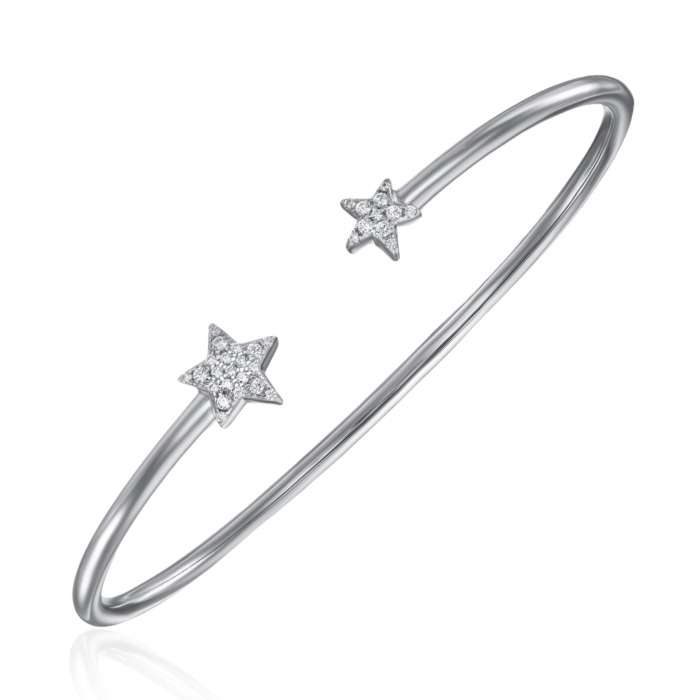 Срібний жорсткий браслет з фіанітами. Артикул MB10461B-B/12/1