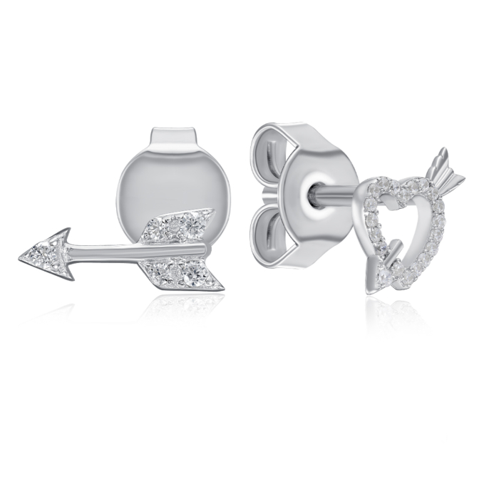 Серебряные пуссеты с фианитами. Артикул ME13693D-E/12/1