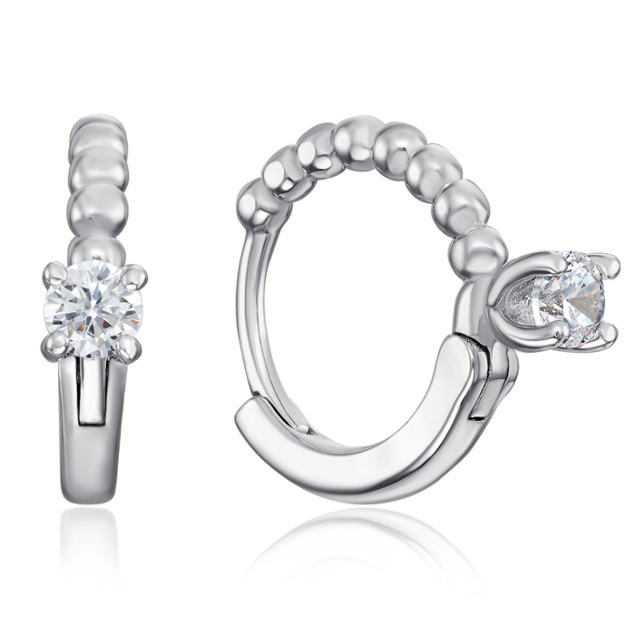 Срібні сережки-конго з фіанітом. Артикул ME13881A-E/12/1